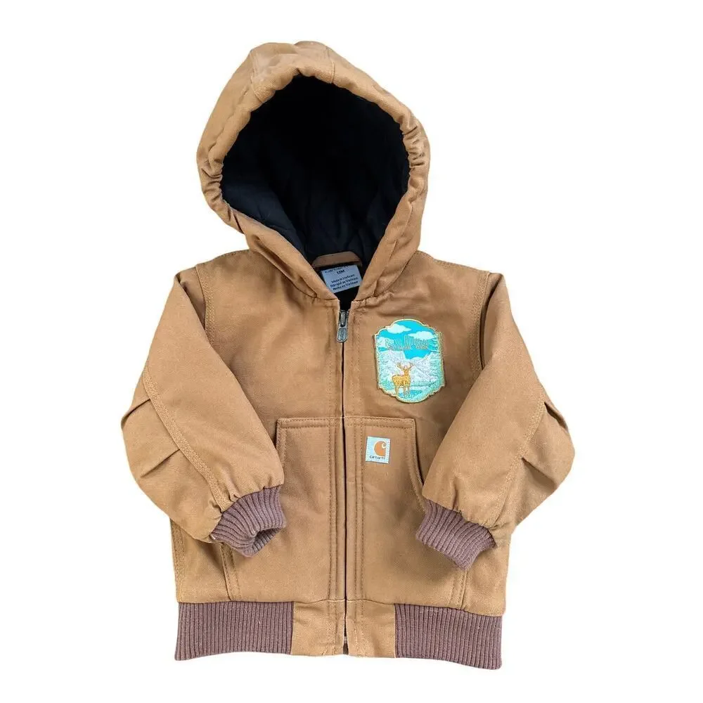 Carhartt Baby Full-Zip Insulated Hooded Canvas Jacket Infant Size 12 months